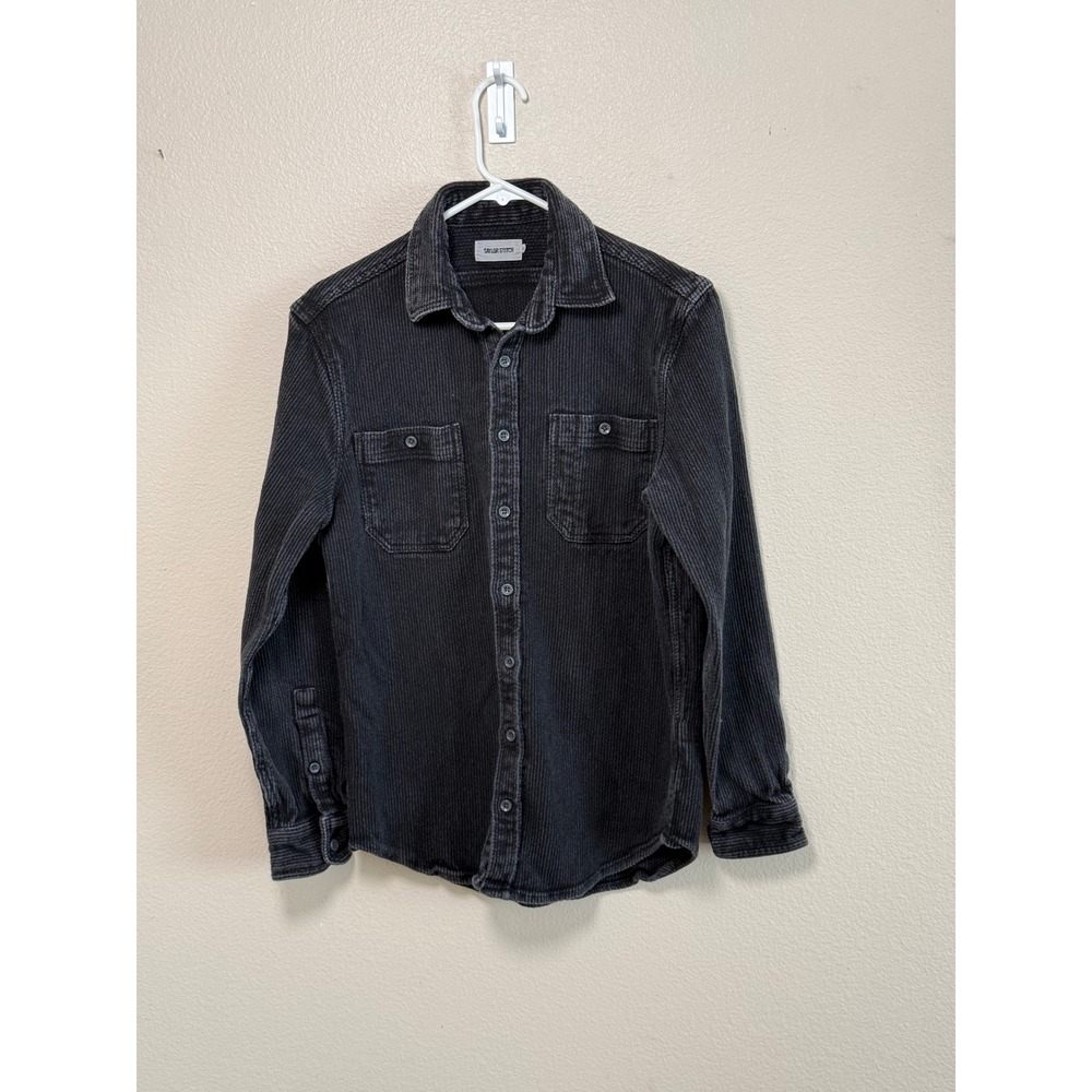 Taylor Stitch Mens Washed Black Corduroy Button Down Shirt Size 40 Medium